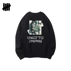 UNDEFEATED 武士鳄魚圖案 男女生 寬鬆圓領 套頭衛衣 黑色/白色
