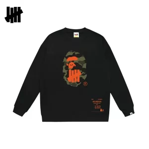 BAPE 聯名 Undefeated 不敗五道杠 猿人頭 印花圓領 男女衛衣潮 黑/白/灰